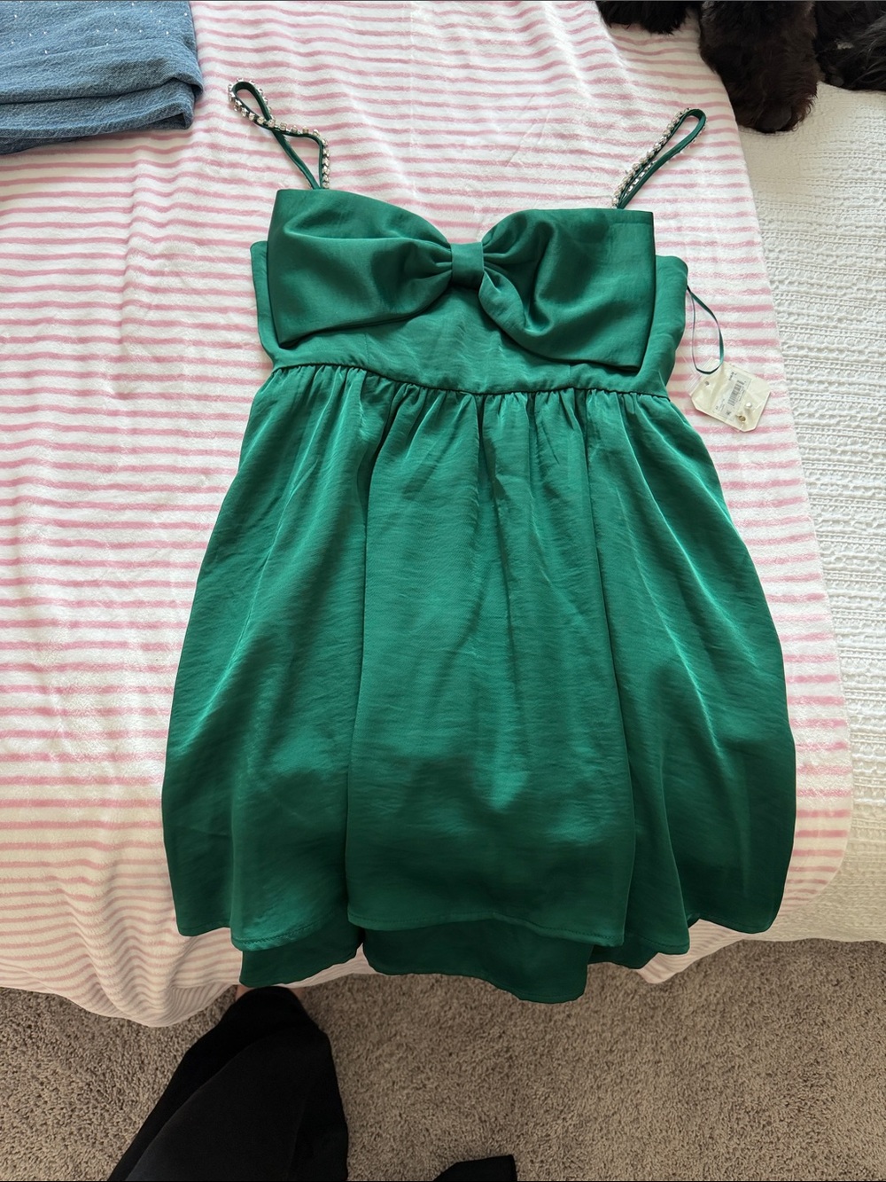 Altar'd State Emerald Green Bow Mini Dress